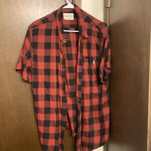 Red black short sleeve button up